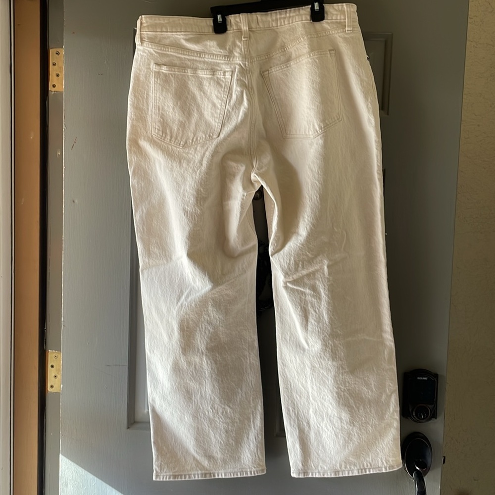 Abercrombie & Fitch High Rise white jeans 90’s relaxed 34 18R cotton pants (NWT) - Picture 5 of 5